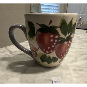 Nantucket Home Ceramic Fruit Coffee Mug Gray Handle Microwave & Dishwasher Safe